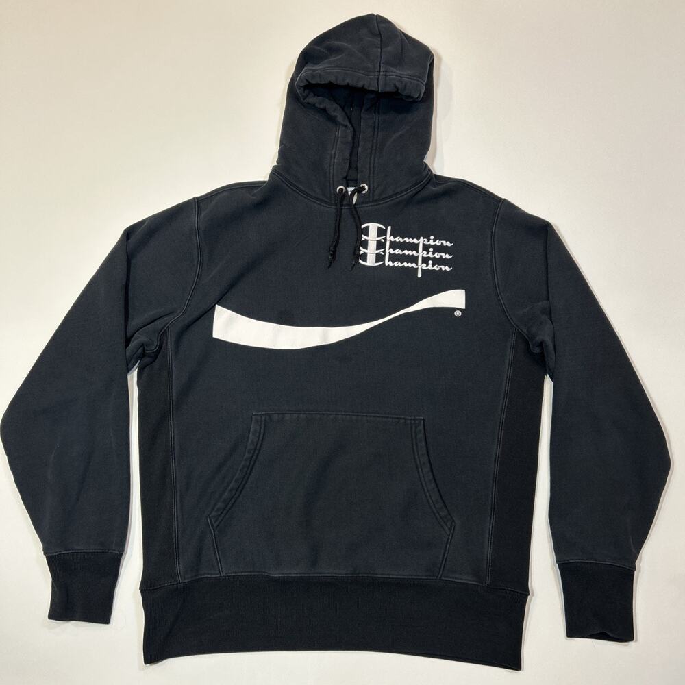 Champion Reverse Weave Hoodie Coca Cola Womens Size Large Black Pullover
